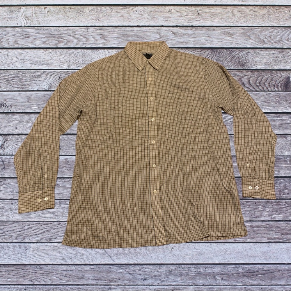 Dockers Vintage Crosshatch Plaid Button Up Down Shirt Business Casual Classic